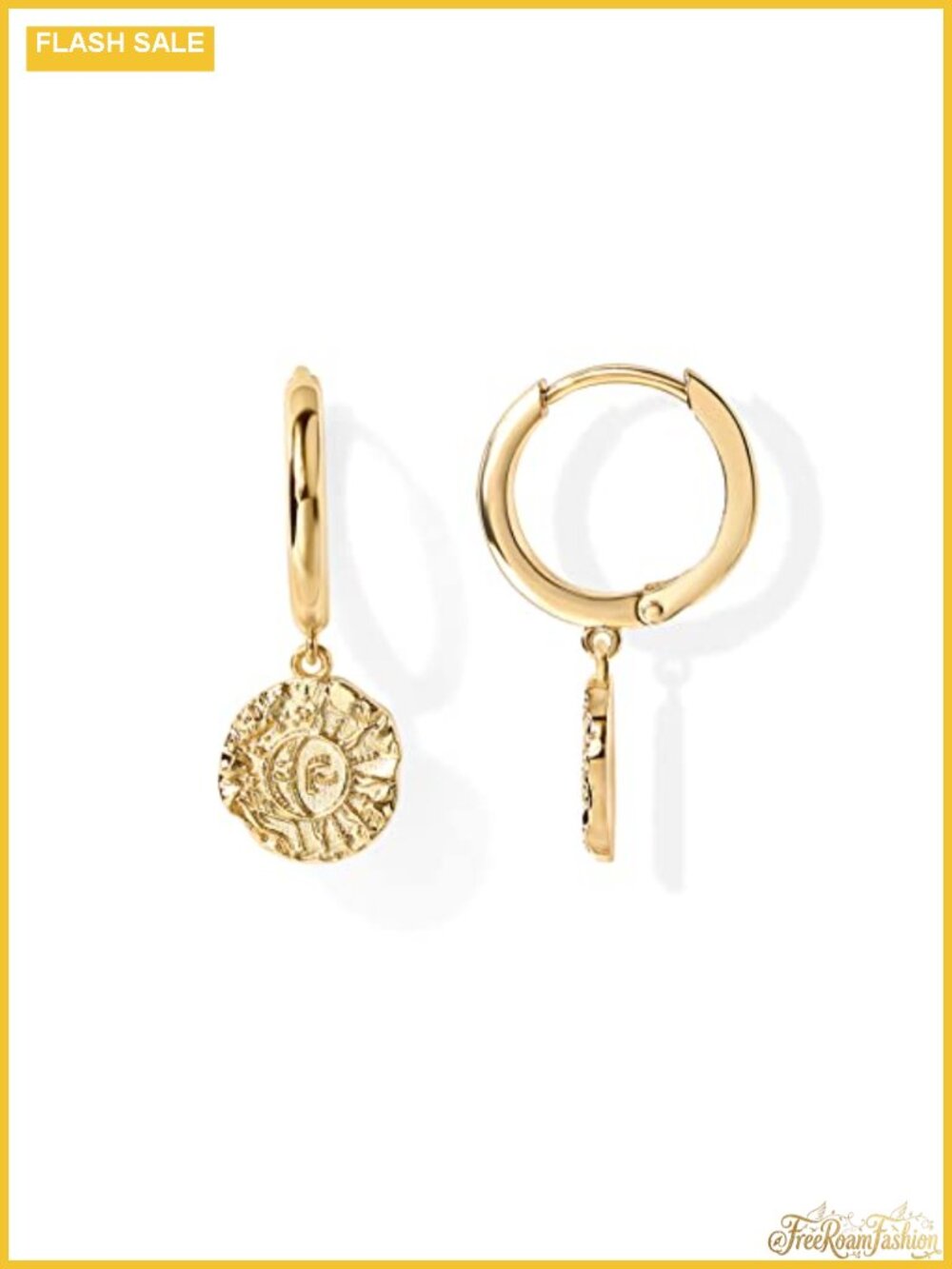 14K Gold Plated Dainty Drop Dangle Huggie Hoop Earrings